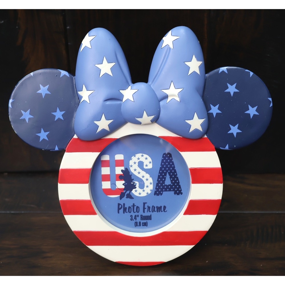 Disney Parks Photo Frame Unisex 3.4"in Blue Patriotic Minnie Mouse Ears